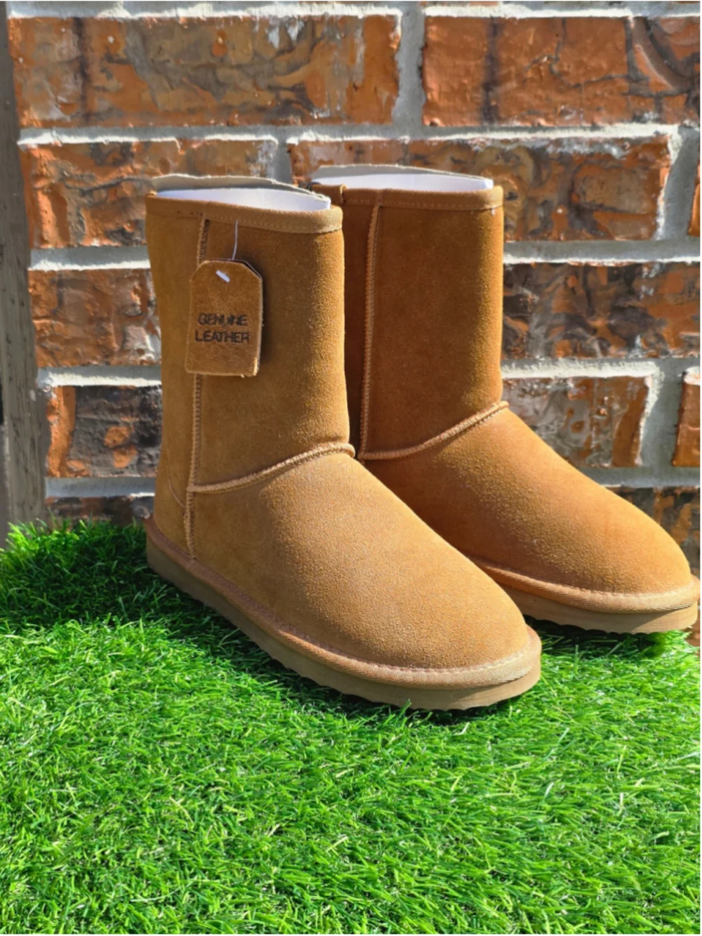 Faded Glory Brown Leather Ankle Boots Women’s Size 7 *NWT